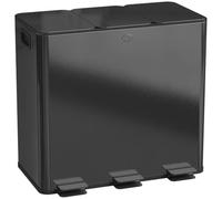 HOMCOM Poubelle cuisine 3 x 20L, poubelle tri sélectif avec 3 compartiments, pédale, seaux intérieurs amovibles, couvercle à fermeture en douceur et poignées anti-traces acier inoxydable noir