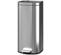 HOMCOM Poubelle cuisine 30L, poubelle à pédale avec seau intérieur amovible, couvercle à fermeture douce, 29x36x59,5cm, argent