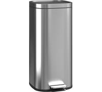 HOMCOM Poubelle cuisine 30L, poubelle à pédale avec seau intérieur amovible, couvercle à fermeture douce et maintien en ouverture, anti-traces, pour maison ou bureau, argent