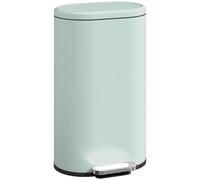 HOMCOM Poubelle cuisine 30L, poubelle à pédale rectangulaire avec seau intérieur amovible, couvercle à fermeture douce 90° et maintien en ouverture, anti-traces, pour bureau et maison, blanc