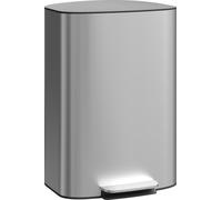 HOMCOM Poubelle cuisine 50L, poubelle à pédale en acier inoxydable avec seau intérieur amovible, couvercle à fermeture douce et maintien en ouverture, filtre anti-odeurs, poignées, anti-traces, gris
