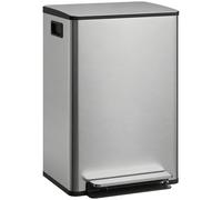 HOMCOM Poubelle cuisine 50L, poubelle à pédale, seau intérieur amovible, couvercle à fermeture douce, 41,7x36,6x62cm, argent