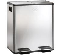 HOMCOM Poubelle Cuisine à Double Compartiment 2x20L Pédale Argent | Acier Inoxydable, Seaux Intérieurs Amovibles, Couvercle à Fermeture Douce, Maintien en Ouverture, Anti Traces