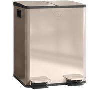 HOMCOM Poubelle Cuisine à Double Compartiment 2x20L Pédale Or | Acier Inoxydable, Seaux Intérieurs Amovibles, Couvercle à Fermeture Douce, Maintien en Ouverture, Anti Traces