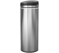 HOMCOM Poubelle cuisine automatique 50L acier inoxydable, poubelle à couvercle à fermeture en douceur, 30,5x30,5x85cm, argent