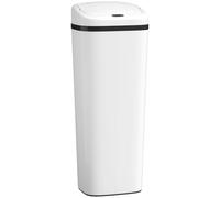 HOMCOM Poubelle cuisine automatique 50L en acier inoxydable, poubelle à capteur de mouvement sans contact, 33x25x84cm, blanc