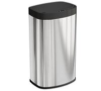 HOMCOM Poubelle cuisine automatique 55L en acier inoxydable, poubelle à couvercle à fermeture en douceur, 38x28,5x69cm, argent