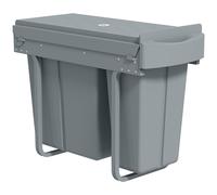 HOMCOM Poubelle cuisine coulissante 30L avec 2 compartiments, poubelle sous évier avec couvercle givré, 52x26x40,8cm, gris
