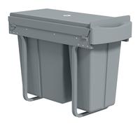 HOMCOM Poubelle cuisine coulissante 30L avec 2 compartiments, poubelle sous évier avec couvercle givré, 52x26x40,8cm, gris