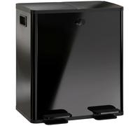 HOMCOM Poubelle de cuisine 2 compartiments de 2 x 20L, acier inoxydable, couvercle à fermeture douce, 45,8x36x51,6cm, noir