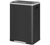 HOMCOM Poubelle de cuisine 2 compartiments de 2 x 20L, poubelle avec pédale, couvercle à fermeture douce 40 x 34,8 x 59 cm noir