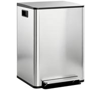 HOMCOM Poubelle de cuisine 2 compartiments de 2 x 30L, avec pédale, en acier inoxydable, couvercle à fermeture douce