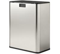 HOMCOM Poubelle de cuisine 2 x 28 L Poubelle à pédale en acier inoxydable avec couvercle à fermeture douce, seaux intérieurs amovibles