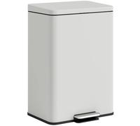 HOMCOM Poubelle de Cuisine 20 L avec Pédale Seau Intérieur Amovible Crème | Couvercle à Fermeture Douce en Métal, Anti-Traces, pour Cuisine, Maison, Bureau