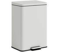 HOMCOM Poubelle de Cuisine 20 L en Métal, Poubelle avec Pédale, Couvercle à Fermeture Douce, Crème