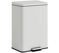 HOMCOM Poubelle de Cuisine 20 L, Poubelle avec Pédale, Couvercle à Fermeture Douce en Métal, Seau Intérieur Amovible, Anti-Traces, pour Cuisine, Maison, Bureau, Crème