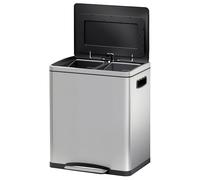HOMCOM Poubelle de Cuisine à Pédale Double Compartiment 2 x 15L Argent