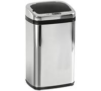 HOMCOM Poubelle de Cuisine Automatique 30L en Acier Inoxydable Argent | Capteur de Mouvement Sans Contact, Couvercle, Fonctionne sur Piles, Maison Bureau Salle de Bain Salon