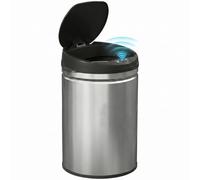 HOMCOM Poubelle de Cuisine Automatique 30L en Acier Inoxydable Argent | Couvercle à Fermeture en Douceur, Poubelle à Capteur de Mouvement Sans Contact, Résistant aux Empreintes Digitales