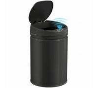 HOMCOM Poubelle de Cuisine Automatique 30L en Acier Inoxydable Noir | Couvercle à Fermeture en Douceur, Poubelle à Capteur de Mouvement Sans Contact, Résistant aux Empreintes Digitales