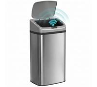 HOMCOM Poubelle de Cuisine Automatique 48L en Acier Inoxydable Argent | Poubelle à Capteur de Mouvement Sans Contact, Couvercle à Fermeture Douce, Anti-Traces de Doigts