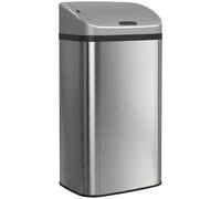 HOMCOM Poubelle de cuisine automatique 48L en acier inoxydable, couvercle à fermeture en douceur, 33x25x69cm, argent