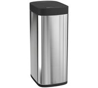 HOMCOM Poubelle de cuisine automatique 50L, poubelle à capteur de mouvement, fonctionne sur piles, 26,5x35,5x68cm, argent