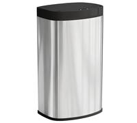 HOMCOM Poubelle de cuisine automatique 55L en acier inoxydable, couvercle à fermeture en douceur, poubelle à capteur de mouvement sans contact, résistant aux empreintes digitales, argent