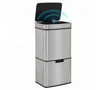 HomCom Poubelle de cuisine automatique tri sélectif 72L 3 compartiments acier inox 42 x 30 x 81 cm