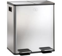HOMCOM Poubelle de cuisine double, 2 x 20L, 2 couvercles à fermeture douce, seaux intérieurs amovibles et poignées