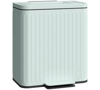 HOMCOM Poubelle double cuisine 2 x 20L pour recyclage et déchets, Vert | Anti-traces de doigts, couvercle à pédale à fermeture douce, seaux intérieurs amovibles