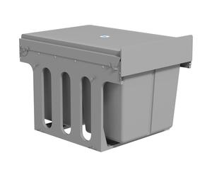 HOMCOM Poubelle extractible sous-évier avec 3 compartiments Capacité totale 31L (15L+8Lx2) Fixation inférieure Gris clair