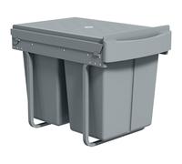 HOMCOM Poubelle sous évier 2 Conteneurs de recyclage extractibles 2 x 20 L Glissement doux Gris