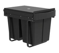 HOMCOM Poubelle sous évier coulissante, poubelle de tri sélectif, 2 x 20L, seaux intérieurs amovibles, 52 x 33,5 x 41 cm, noir