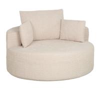 HOMCOM Pouf Canapé Rond en Chenille, Grande Assise, 2 Coussins, 1 Dossier, 1 Traversin, Charge 250kg, 130x130x82cm, Crème