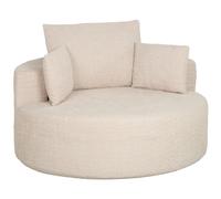HOMCOM Pouf Canapé Rond en Chenille, Grande Assise, 2 Coussins, 1 Dossier, 1 Traversin, Charge 250kg, 130x130x82cm, Crème
