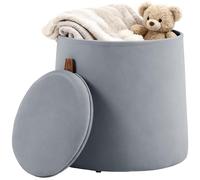 Pouf coffre rangement - HOMCOM - couvercle réversible - en tissu velours givré - charge 150 Kg - Ø 44 x 47,5 cm - gris