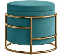 HOMCOM Pouf Coffre Rond en Velours avec Espace de 24L et Couvercle Amovible, Ø42x39 cm, Vert