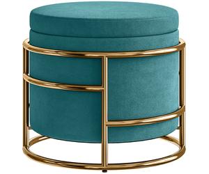 HOMCOM Pouf Coffre Rond en Velours avec Espace de 24L et Couvercle Amovible, Ø42x39 cm, Vert