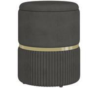 HOMCOM Pouf Coffre Velours Gris Côtelé Élégant pour Salon et Chambre avec Rangement Compact Aosom France