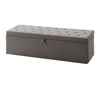 HOMCOM Pouf de rangement, Banc de rangement 141L 137x41x42 cm Revêtement en velours Coffre de rangement Charge 240 kg Gris