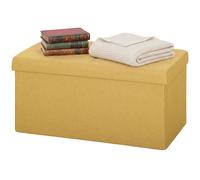 HOMCOM Pouf de Rangement, Banc de Rangement Pliable 84 L 76x38x38 cm Revêtu en Lin Synthétique Jaune
