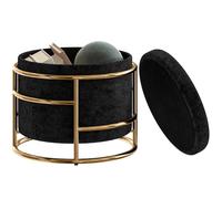 HOMCOM Pouf de rangement - Petit tabouret avec couvercle - Tabouret rond rembourré avec cadre en acier - Repose-pieds pour salon, chambre à coucher - 42 x 42 x 39 cm - Noir