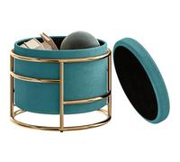 HOMCOM Pouf de Rangement Rond en Velours, Pouf avec Compartiment 24L et Couvercle Amovible, pour Chambre et Salon, Ø42x39 cm, Vert