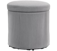 HOMCOM Pouf de rangement rond tapissé en velours côtelé avec couvercle amovible pour couloir, chambre, salon Ø40 x 41 cm, gris clair