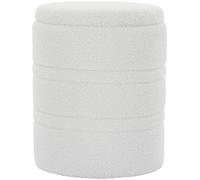 HOMCOM Pouf de rangement Sherpa avec couvercle réversible, pouf rond pour salon & chambre, Blanc