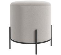 HOMCOM Pouf ottoman tabouret pouf repose-pied en velours pieds en acier pour salon chambre Ø 35 x 38 cm gris clair