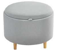 HOMCOM Pouf Pouf Rembourré en Peluche Teddy, Espace de Rangement Caché, Couvercle Réversible, 56 cm x 56 cm x 42 cm, Gris