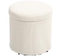 HOMCOM Pouf rangement 32 L pouf salon en velours côtelé avec couvercle charge max. 120 kg, pour couloir, chambre, salon, beige