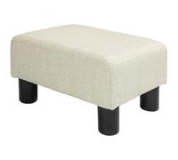 HOMCOM Pouf Repose-Pied Capacité de Charge 110 Kg 40 x 30 x 24 cm Beige | Tabouret Bas, Tissu de Lin